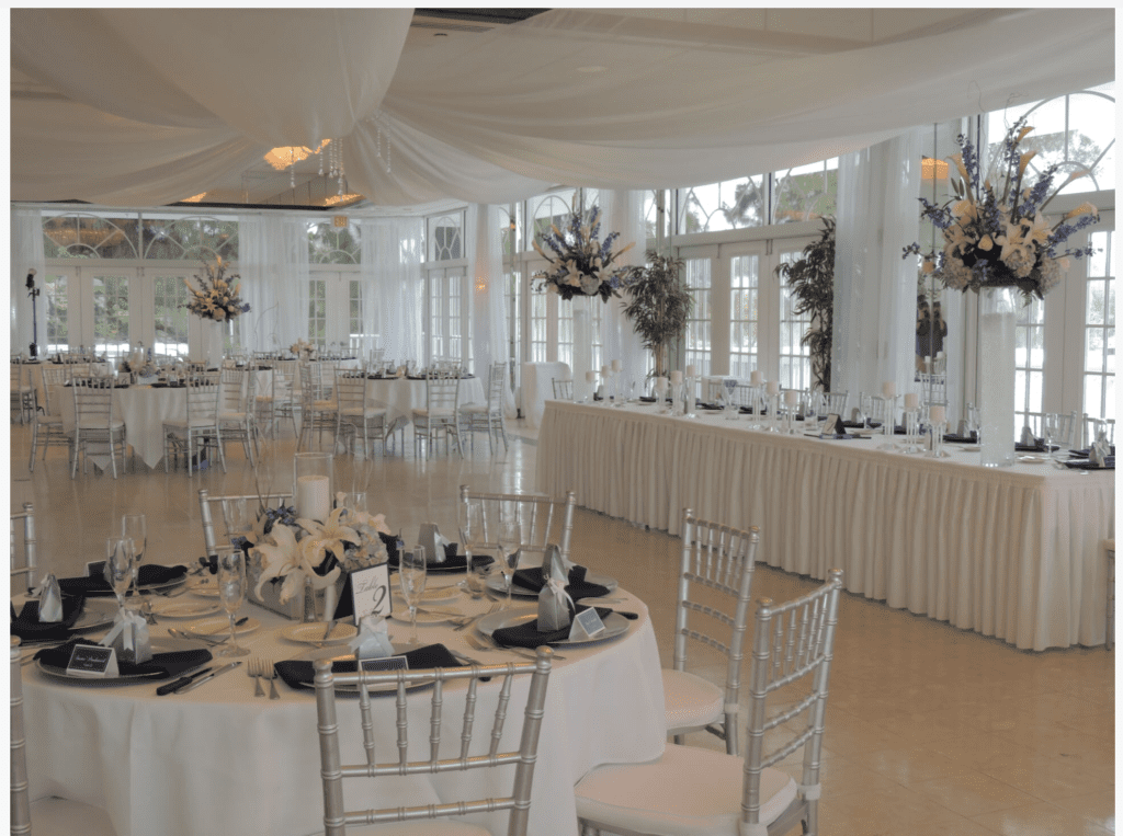 Reception in Lakeland, FL decorated with wedding decoration rentals